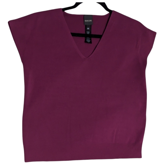 MADELEINE | Women's Short Sleeve Blouse Top | Wine | Size 6-8 Medium - German m - Picture 1 of 12